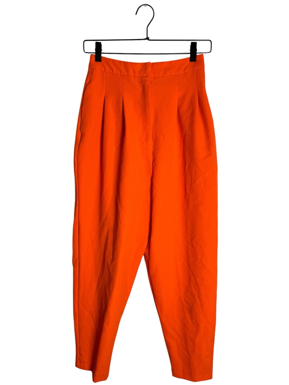 ASOS Extreme Tapered 80s Pants Pop Orange High Rise Pleated Trouser Size 4